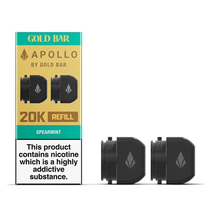 Gold Bar Apollo Spearmint Prefilled Vape Pods 20mg - 2 Pods Gold Bar